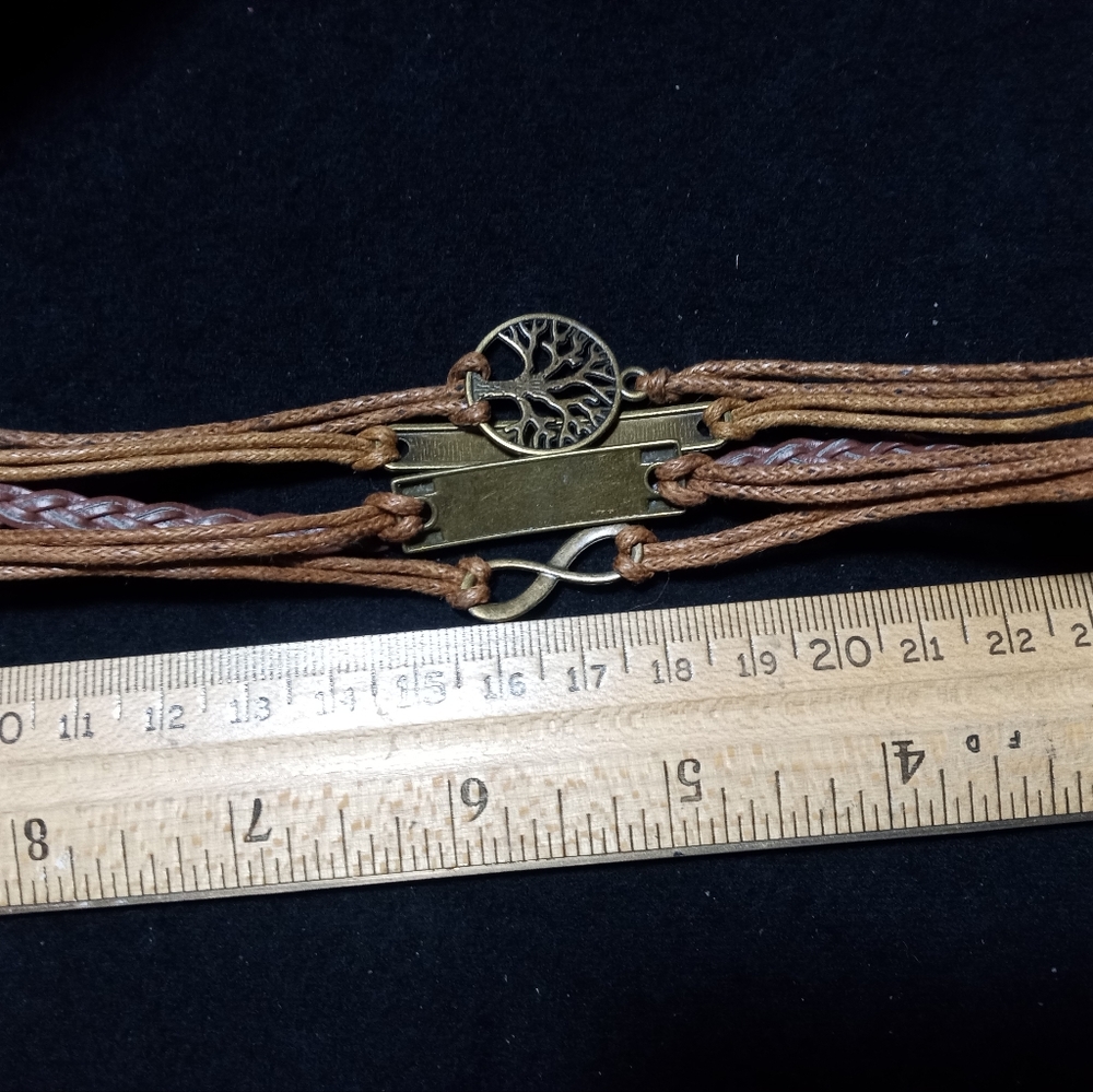 Inspirational multi strand leather bracelet